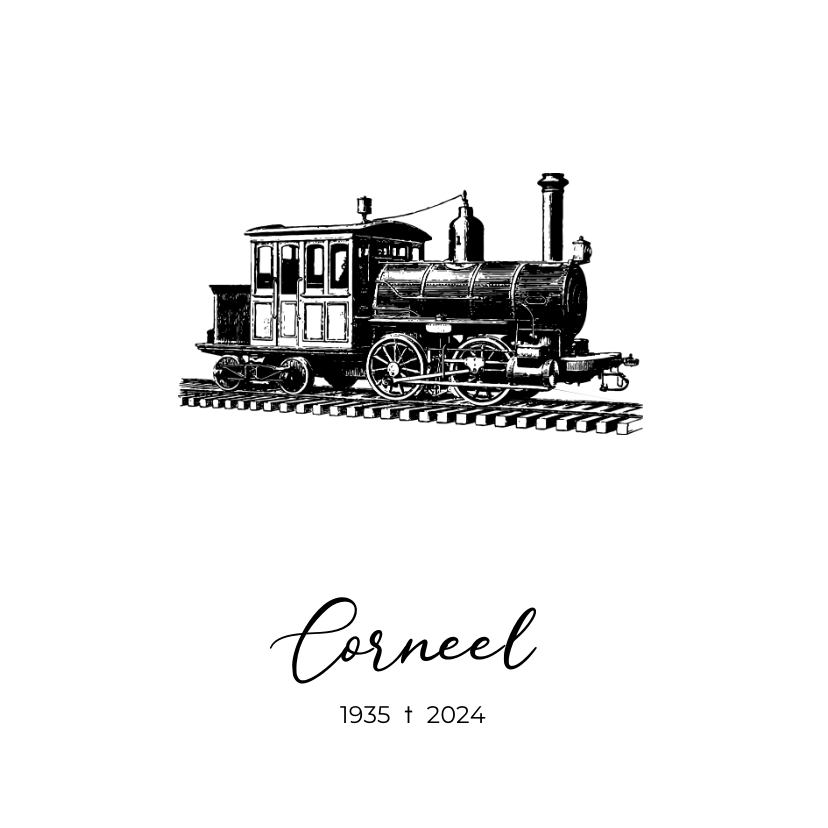 Rouwkaarten - Klassieke rouwkaart met illustratie van een locomotief
