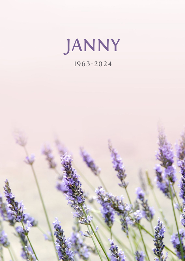 Rouwkaarten - Klassieke rouwkaart met zomerse foto van lavendel 