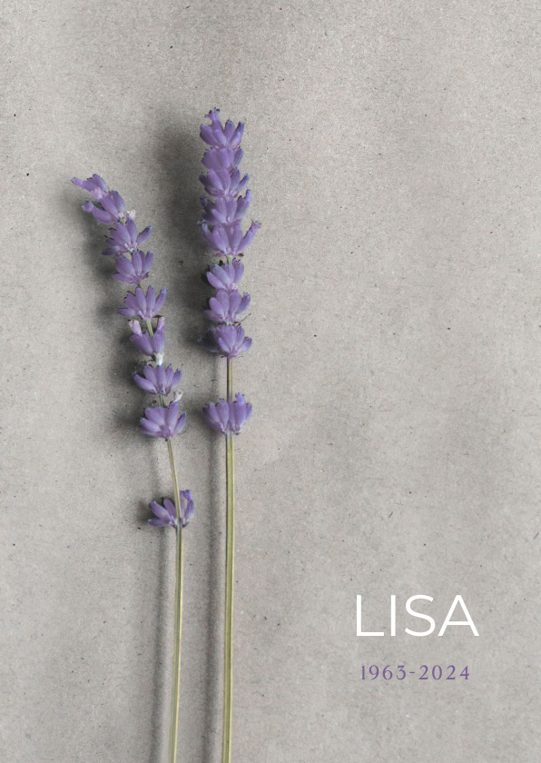Rouwkaarten - Moderne minimalistische rouwkaart met lavendel takjes