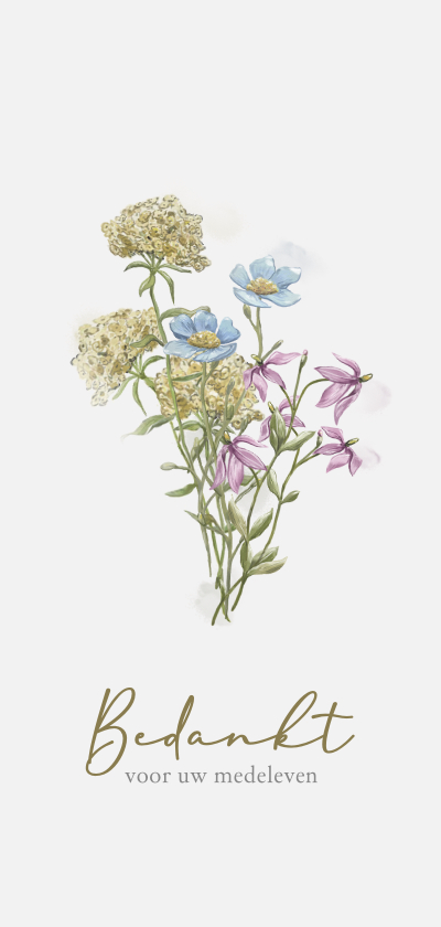 Rouwkaarten - Mooie bedankkaartje met wilde bloemen in aquarel