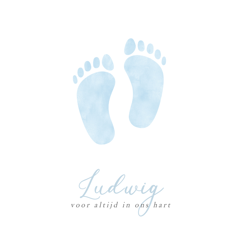 Rouwkaarten - Rouwkaart voor een baby of sterrenkindje met blauwe voetjes