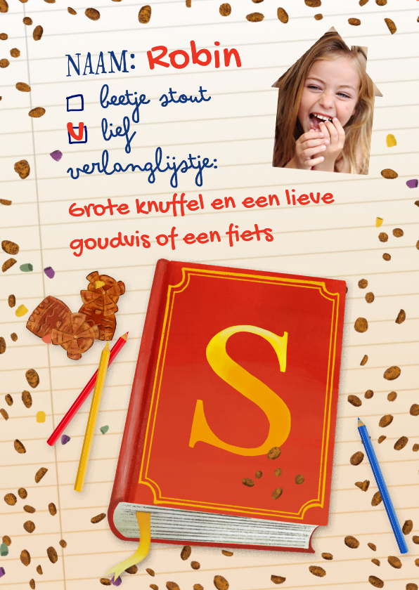 Sinterklaaskaarten - Sinterklaaskaart met het grote boek