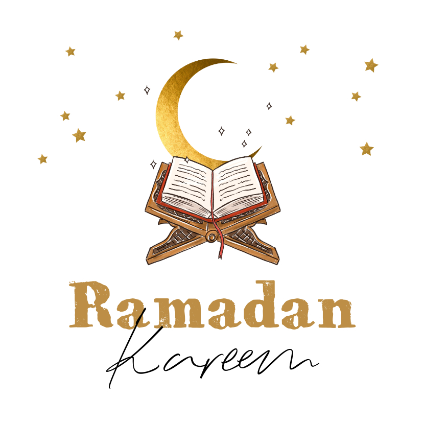 Trendy kaart Ramadan illustratie Koran maan Kaartje2go