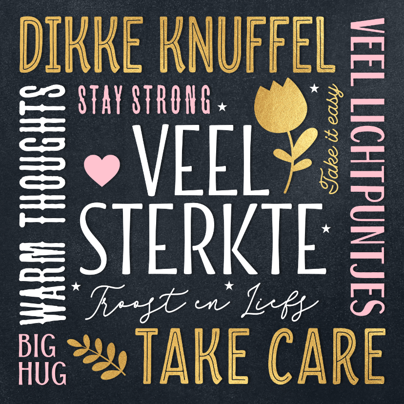 Sterkte kaarten - Sterkte kaart opbeurend krijtbord dikke knuffel