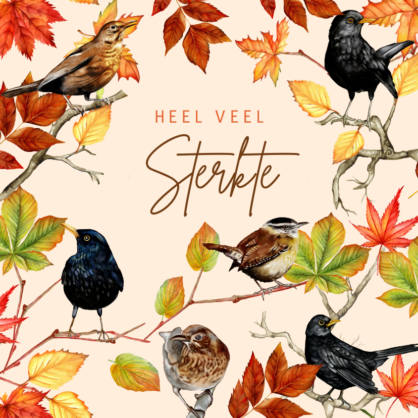 Sterkte kaarten - Sterkte vogels herfstblad