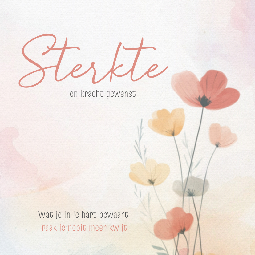 Sterkte kaarten - Sterktekaart met bloemen en waterverf 