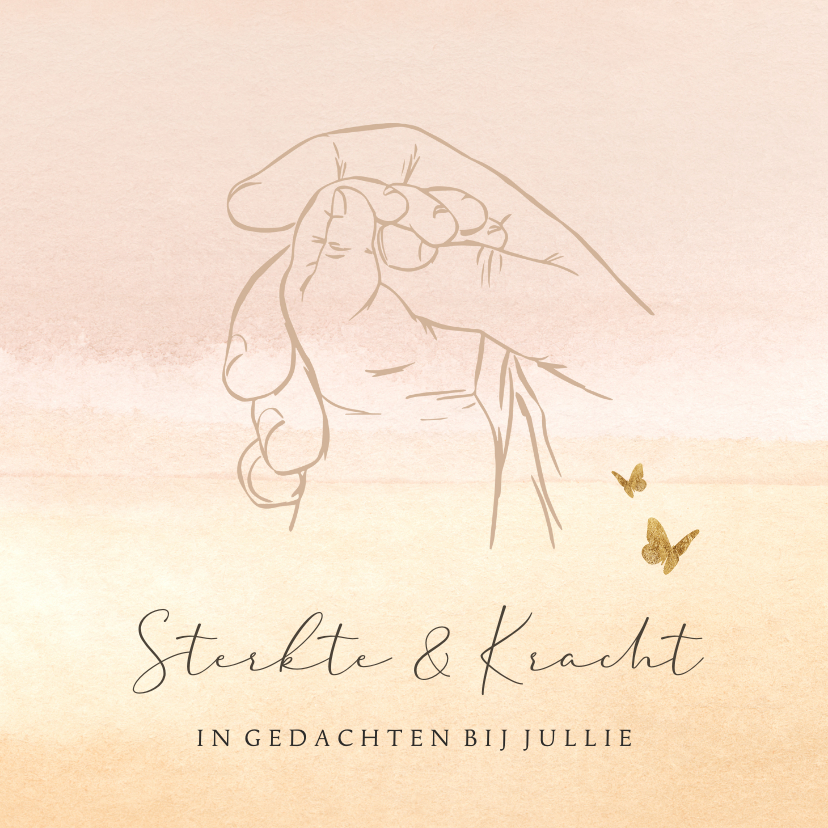 Sterkte kaarten - Stijlvolle sterkte kaart watercolor lijnillustratie handen