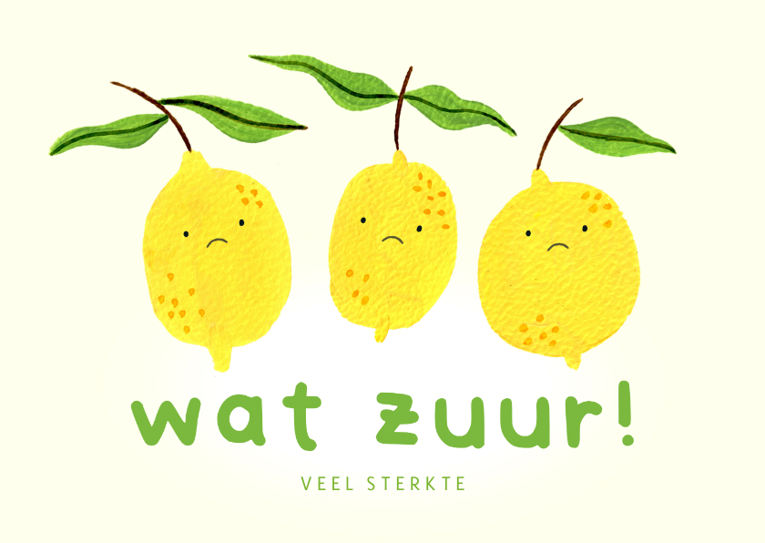 Sterkte kaarten - Wenskaart sterkte wat zuur gele citroenen illustratie