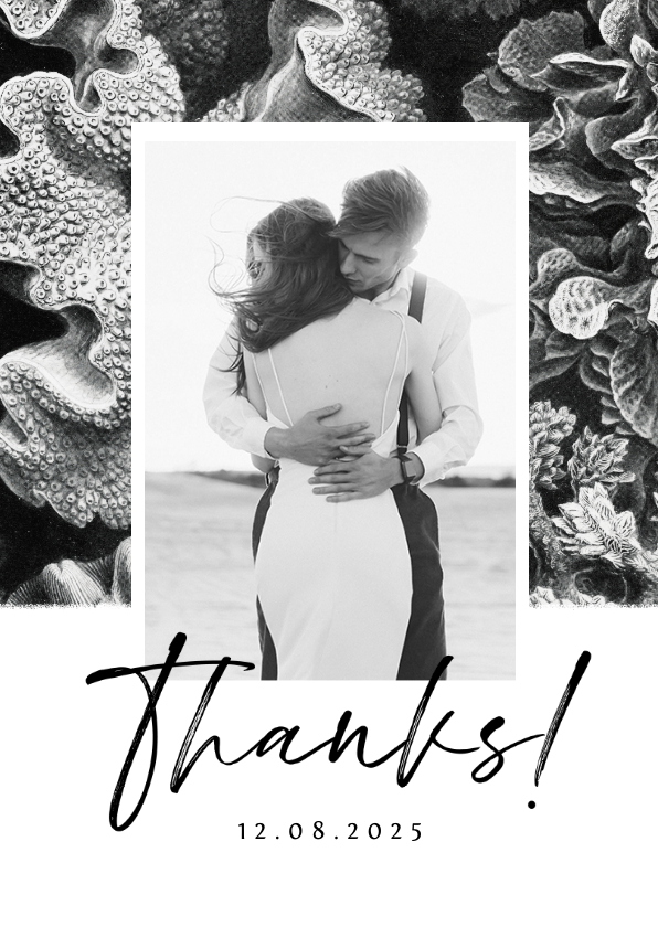 Ster Tegen organiseren Bedankkaart bruiloft onderwater zwart wit | Kaartje2go