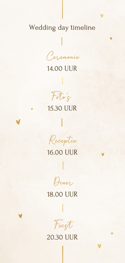 Trouwkaarten - Minimalistische tijdlijn trouwkaart met gouden details