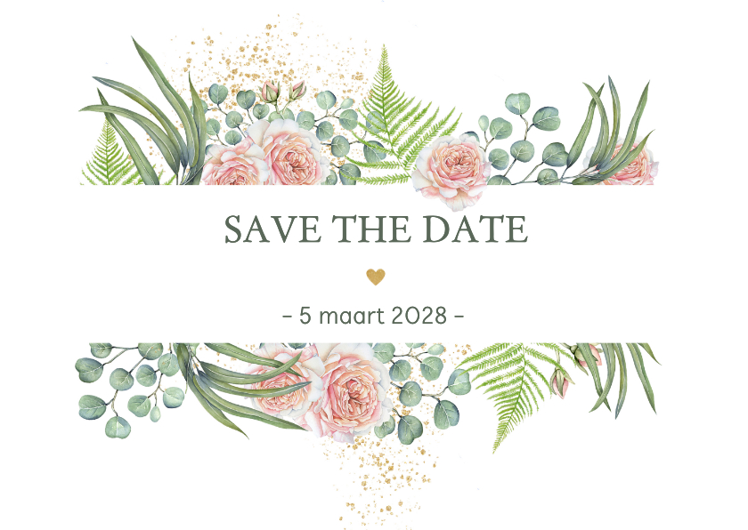 Trouwkaarten - Save the date botanische rozen