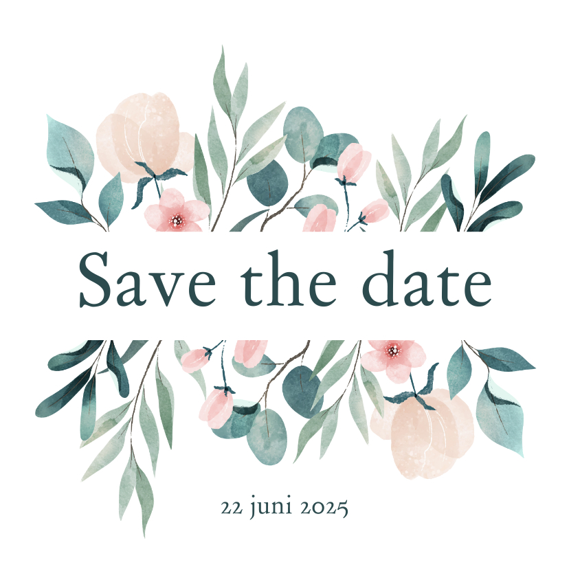 Trouwkaarten - Save the date kaart met pastel bloemen