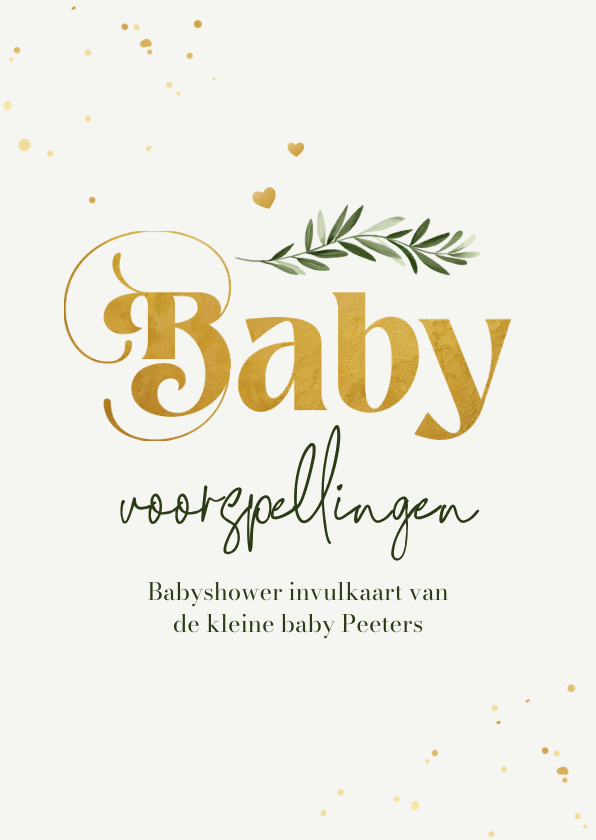 Uitnodigingen - Babyshower invulkaartje neutraal baby voorspellingen