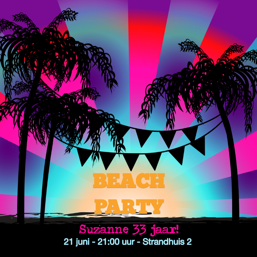 BEACH PARTY uitnodiging - Uitnodigingen | Kaartje2go