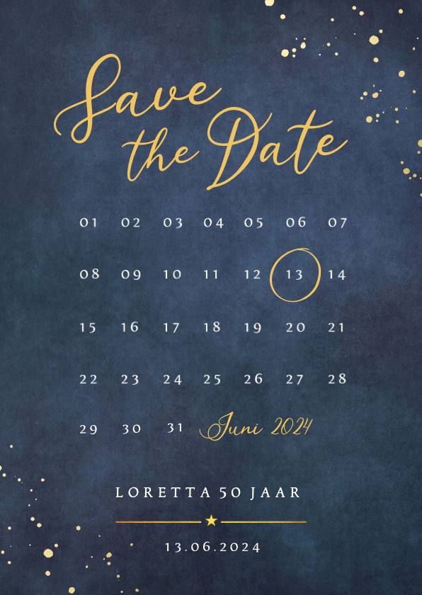 Uitnodigingen - Save the Date kaart met kalender voor een feestje 