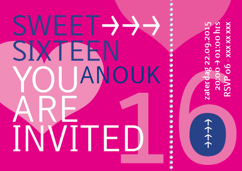 ticket sweet sixteen Uitnodigingen Kaartje2go