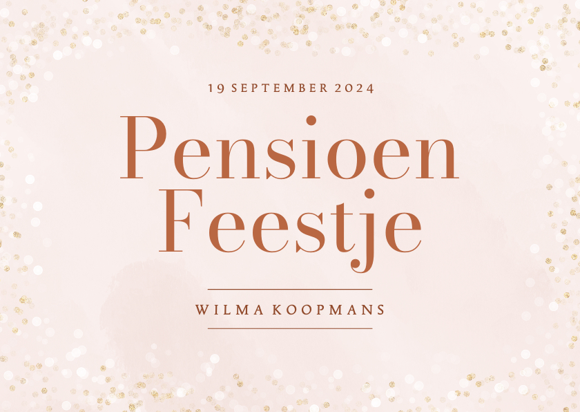 Uitnodigingen - Uitnodiging roze waterverf pensioenfeest met confetti