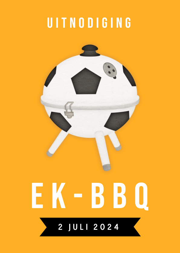 Uitnodigingen - Uitnodiging WK barbecue - oranje met voetbal bbq