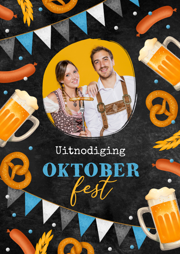 Uitnodigingen - Uitnodigingskaart Oktoberfest foto illustraties bier krijt