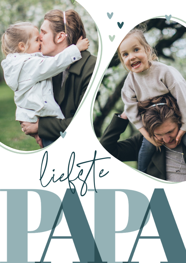 Vaderdag kaarten -  Abstracte vaderdagkaart met foto's goud en hartjes