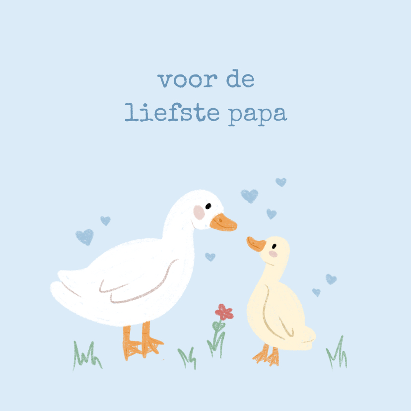 Vaderdag kaarten - Schattige vaderdagkaart in blauw met gansjes en hartjes