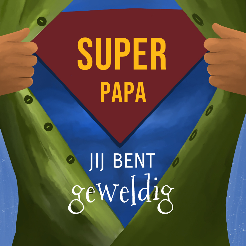 Vaderdag kaarten - Vaderdag kaart met illustratie superman shirt