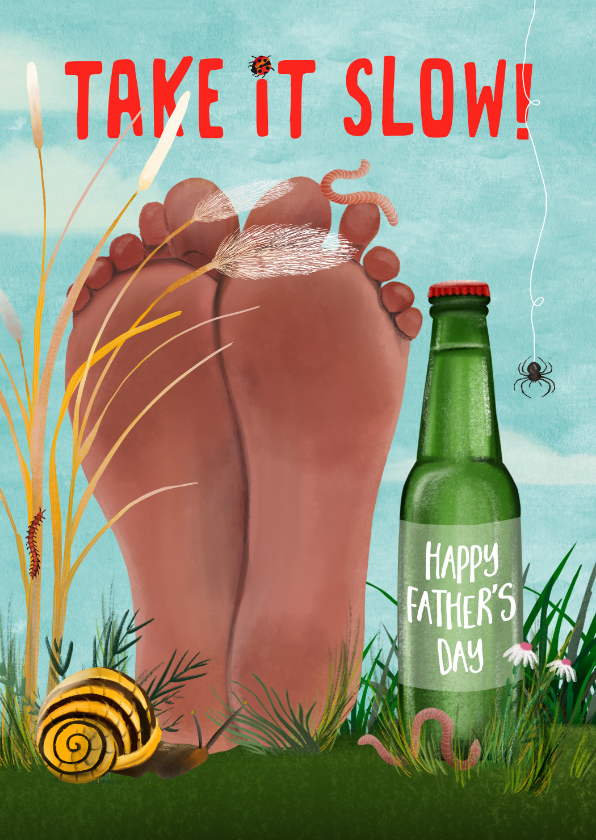 Vaderdag kaarten - Vaderdag kaartje met blote voeten en een biertje