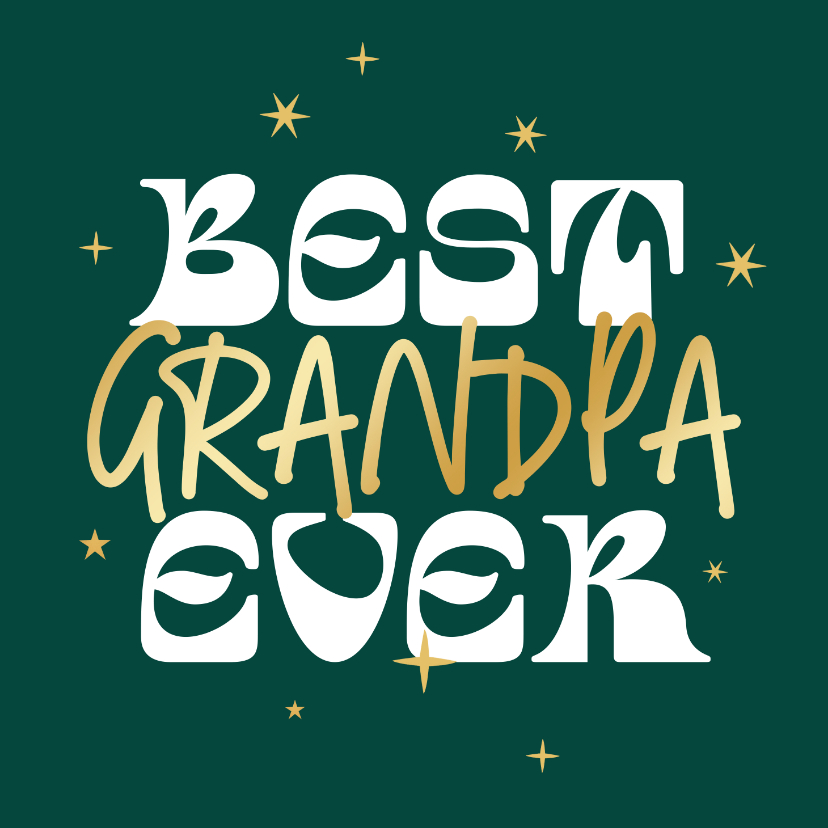 Vaderdag kaarten - Vaderdagkaart beste opa best grandpa ever goud sterretjes