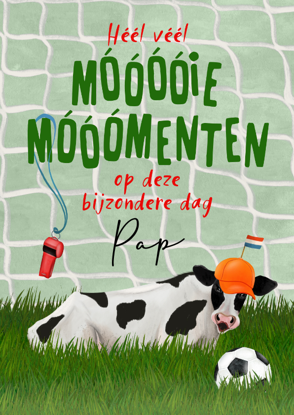 Vaderdag kaarten - Vaderdagkaart met een koe en een pet