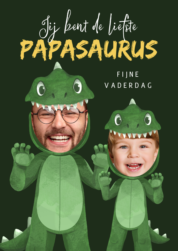 Vaderdag kaarten - Vaderdagkaart papasaurus dino fotokaart vaderdag grappig