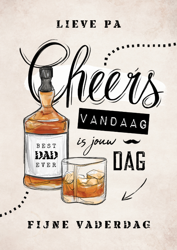 Vaderdag kaarten - Vaderdagkaart vintage stoer whiskey chill cheers