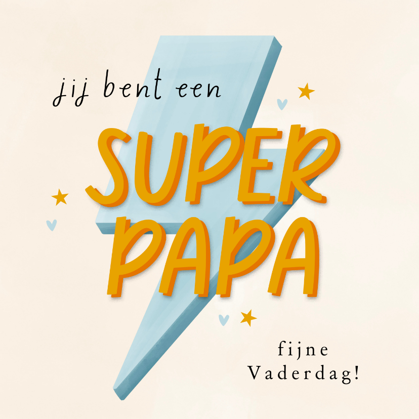 Vaderdag kaarten - Vaderdagkaartje superpapa bliksem fotocollage sterretjes