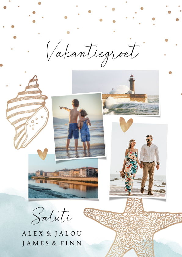 Vakantiekaarten - Vakantiegroet uit Italië met collage van vier foto's