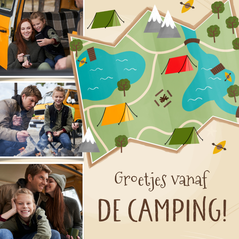 Vakantiekaarten - Vakantiekaart groetjes vanaf de camping fotocollage kaart