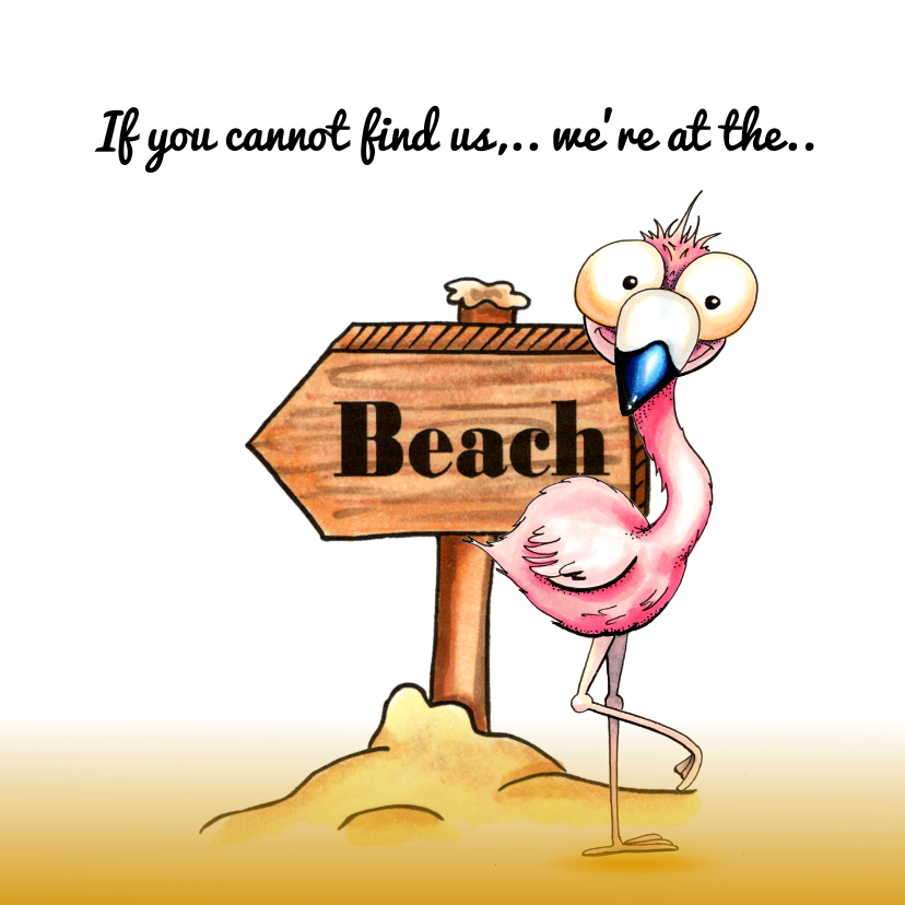 Vakantiekaarten - Vakantiekaarten flamingo op het strand