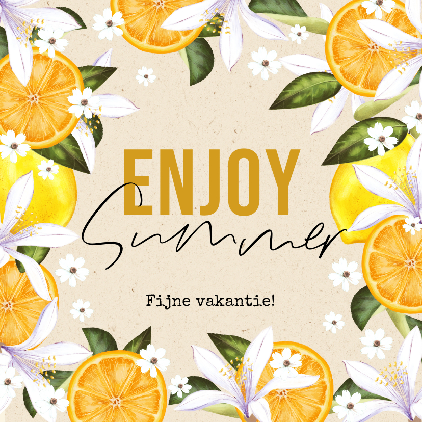 Vakantiekaarten - Zomerse vakantiekaart 'Enjoy Summer' tropisch citroenen