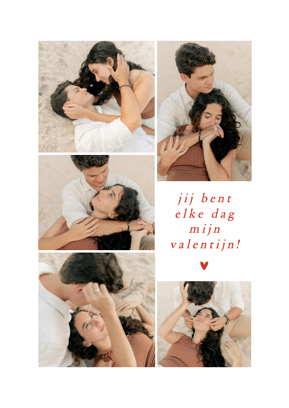 Valentijnskaarten - Fotocollage Valentijnsdag met vijf foto's minimalistisch