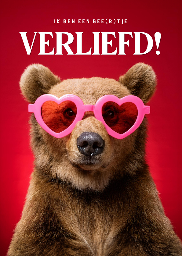 Valentijnskaarten - Grappige valentijnskaart met beer verliefd