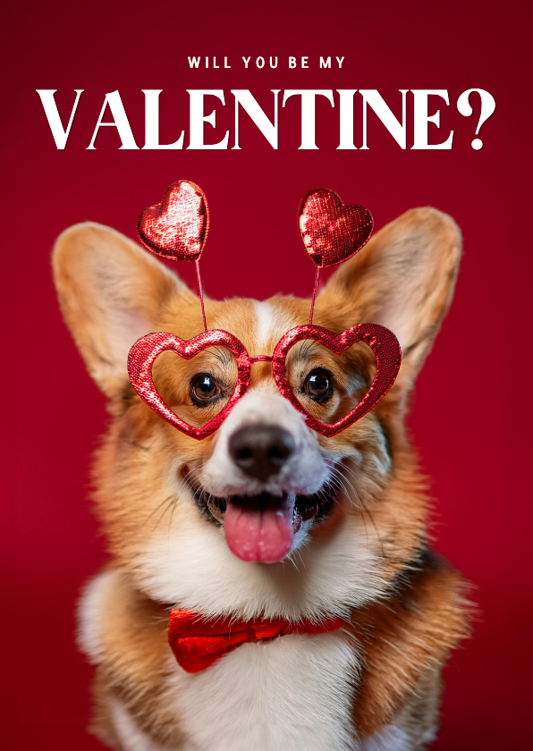 Valentijnskaarten - Grappige valentijnskaart met corgi hond rood