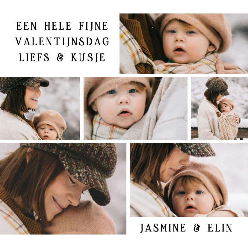 Valentijnskaarten - Moderne valentijnskaart collage met 6 foto's