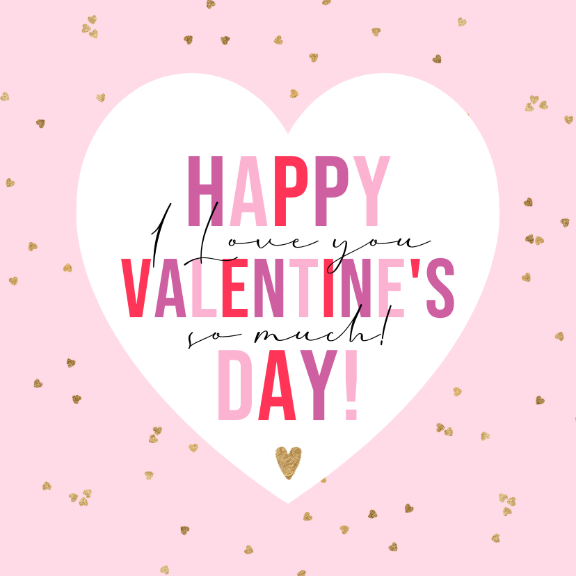 Valentijnskaarten - Trendy Valentijnskaart kleurrijk hartjesconfetti goud