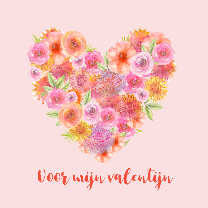 Mus Stapel eenheid Valentijn hart bloemen - Valentijnskaarten | Kaartje2go