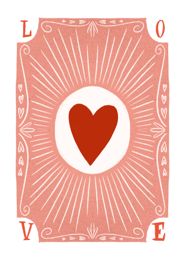 Valentijnskaarten - Valentijnskaart achterkant speelkaart