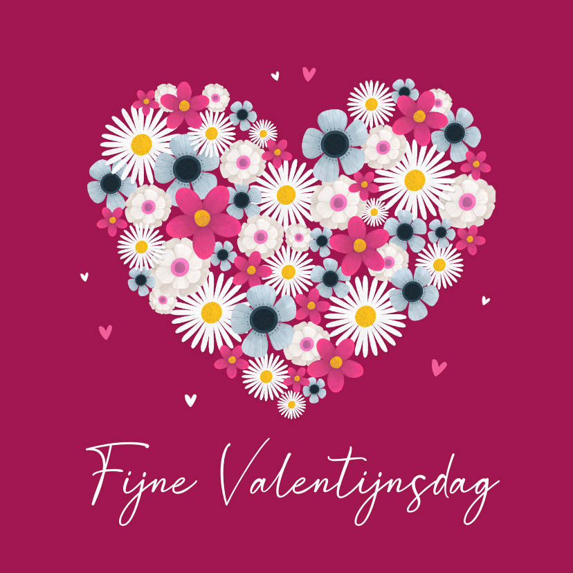 Valentijnskaarten - Valentijnskaart bloemen hartvorm hartjes foto i love you