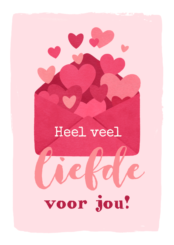 Valentijnskaarten - Valentijnskaart heel veel liefde voor jou envelop hartjes