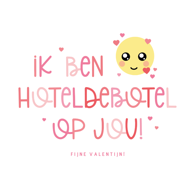 Valentijnskaarten - Valentijnskaart hoteldebotel emoji en hartjes
