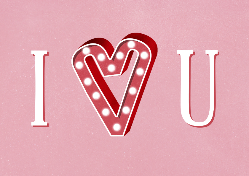 Valentijnskaarten - Valentijnskaart I love u met een hartje in het midden