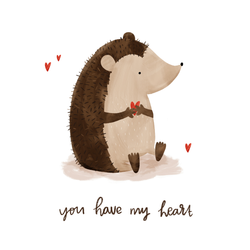 Valentijnskaarten - Valentijnskaart illustratie egel you have my heart 
