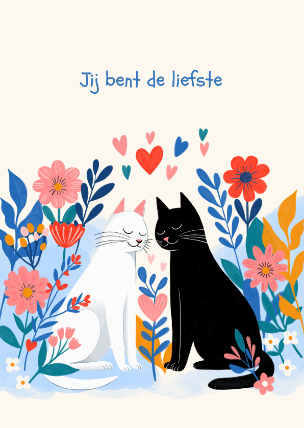 Valentijnskaarten - Valentijnskaart 'jij bent de liefste' twee katten