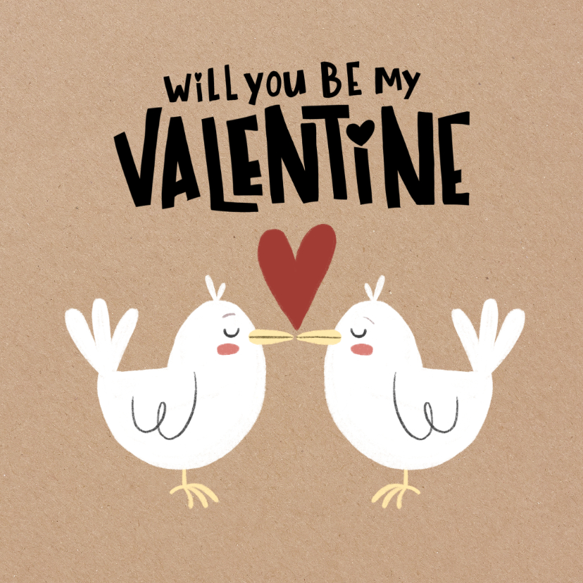 Valentijnskaarten - Valentijnskaart love birds hartjes